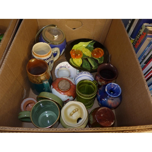 1161 - Two boxes of mixed china, including meat plates, teapots, candlesticks etc.  **PLEASE NOTE THIS LOT ... 