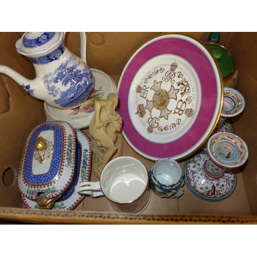 1161 - Two boxes of mixed china, including meat plates, teapots, candlesticks etc.  **PLEASE NOTE THIS LOT ... 