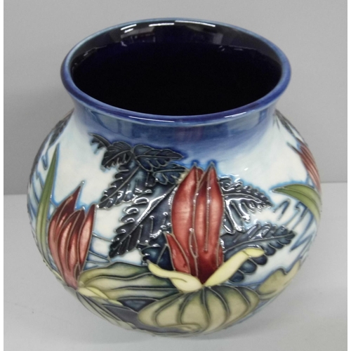 606 - A Moorcroft Sweet Betsy vase, designed by Emma Bossons, 14cm, boxed