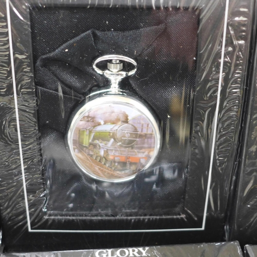 612 - Ten Glory of Steam Flying Scotsman mechanical pocket watches