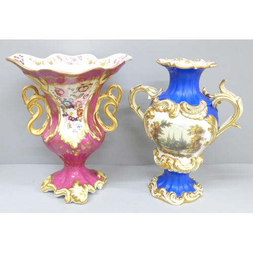 620 - A Samuel Alcock rococo vase and one other, both a/f