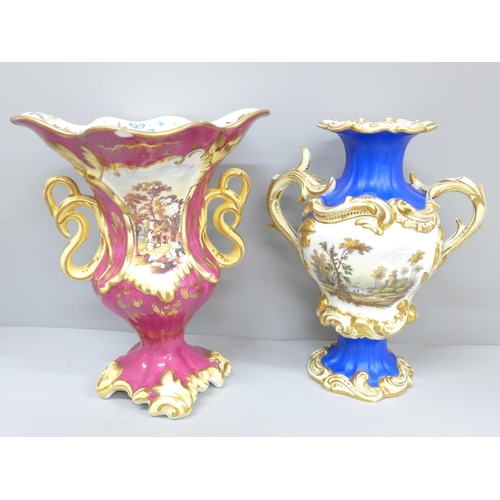 620 - A Samuel Alcock rococo vase and one other, both a/f