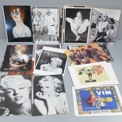 624 - A collection of modern postcards, Beatles, Marilyn Monroe, advertising, Vanity Fair