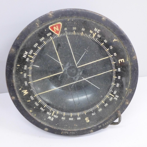 632 - A Type P4A aeronautical compass as used in Spitfire and Lancaster Bomber aircraft