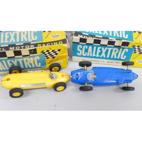 636 - Two Tri-ang Scalextric cars, Lotus and Cooper, boxed