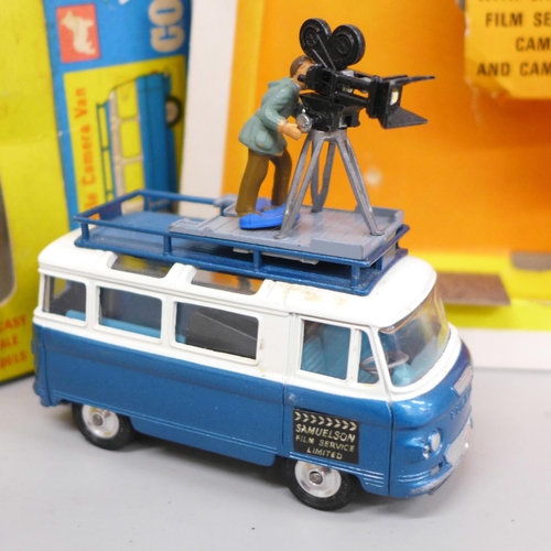 640 - A Corgi Toys 479 Commer Mobile Camera Van with Samuelson Film Services camera and cameraman, boxed