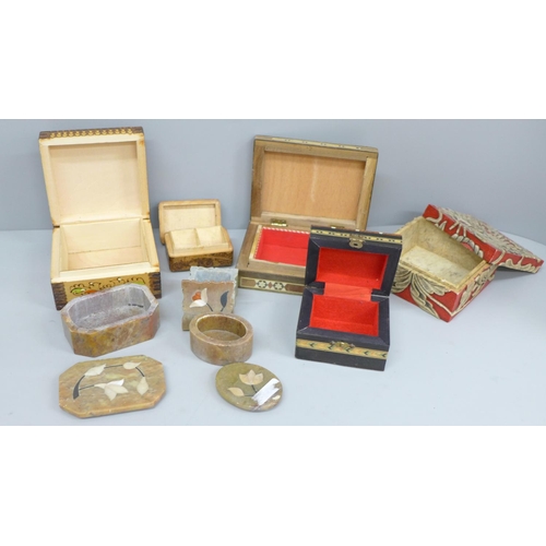 653 - A collection of decorative boxes and pots