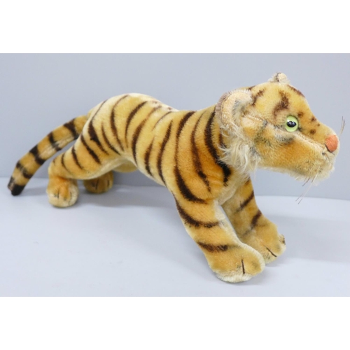 654 - A Steiff tiger cub, lacking button/label