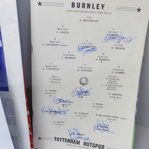 708 - Football books , programmes and autographs from 1959-1968