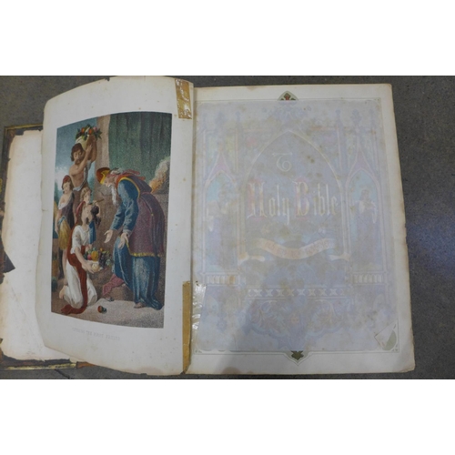 771 - A 19th Century Illustrated Family Bible, front cover a/f