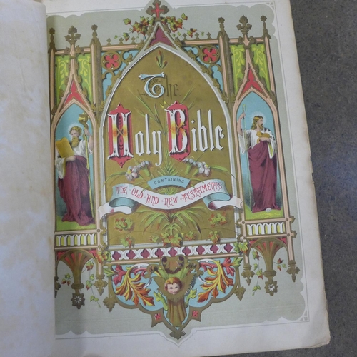 771 - A 19th Century Illustrated Family Bible, front cover a/f