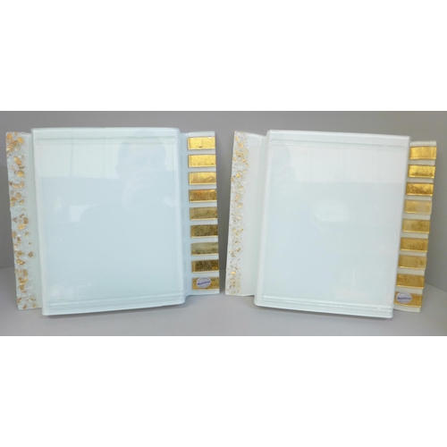 803 - A pair of Murano glass photograph frames, with sticker label, boxed