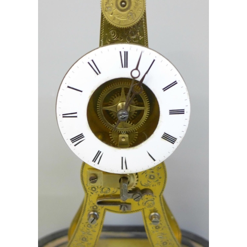 805 - A 19th Century French skeleton clock, Pieret Paris maker, lacking dome