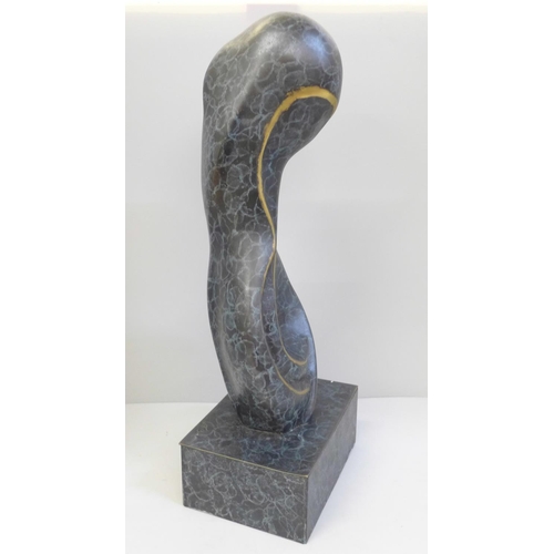 806 - A bronze abstract figural sculpture, signed Le Bao, 41cm