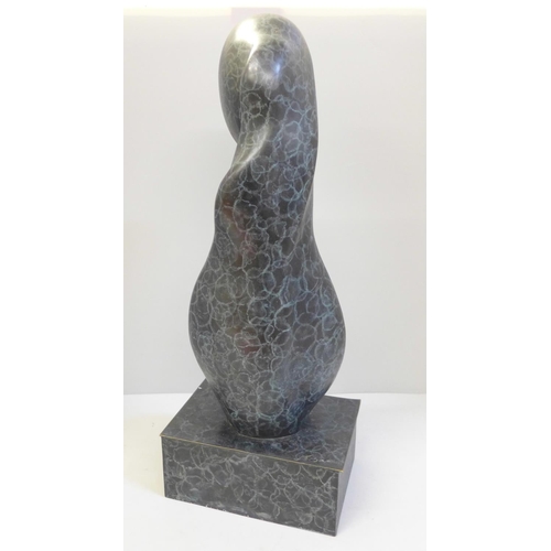 806 - A bronze abstract figural sculpture, signed Le Bao, 41cm