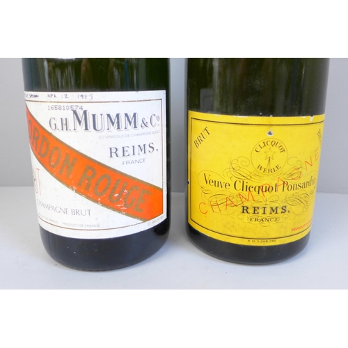 807 - Two bottles of Veuve Clicquot champagne and Mumm Champagne Brut