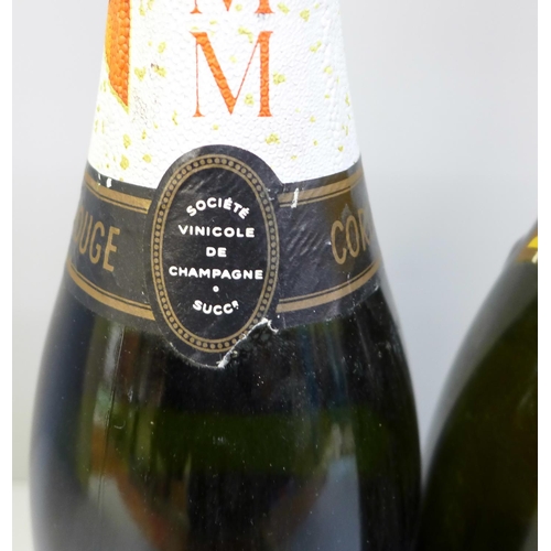 807 - Two bottles of Veuve Clicquot champagne and Mumm Champagne Brut