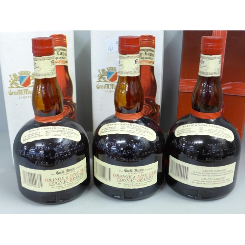 826 - Three bottles of Grand Marnier, boxed