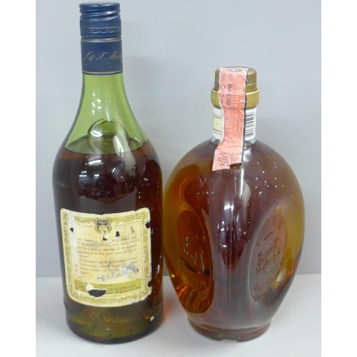 828 - A bottle of Martell Cognac and a bottle of Brandy