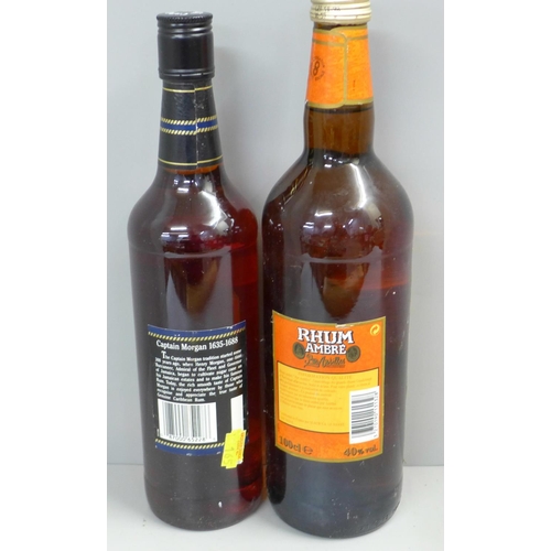 829 - A bottle of Captain Morgan Rum and a bottle of Rhum Ambre