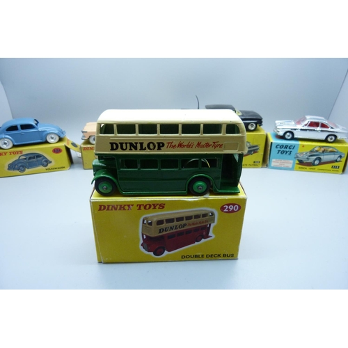 872 - Five model vehicles; two Corgi Toys, 223 and 315, and three Dinky Toys, 178 Plymouth Plaza, Volkswag... 