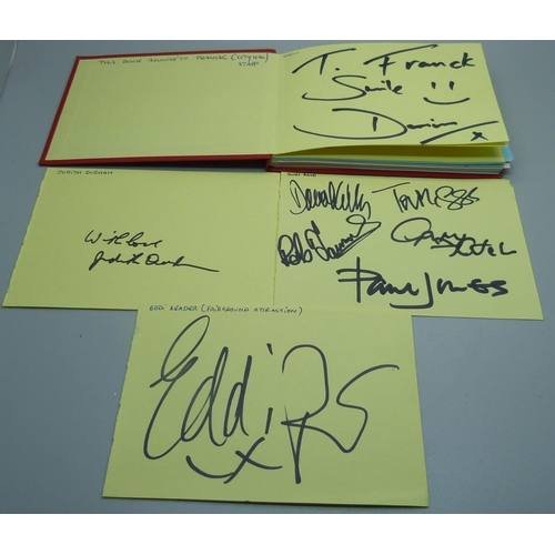 930 - An autograph book including The Zombies, Manfred Mann, Fortunes, Ian Anderson, Alan Price, Joan Baez... 