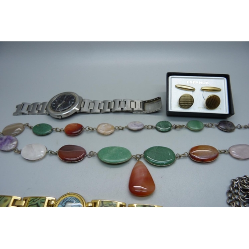 948 - A Seiko Automatic 17J wristwatch and other jewellery