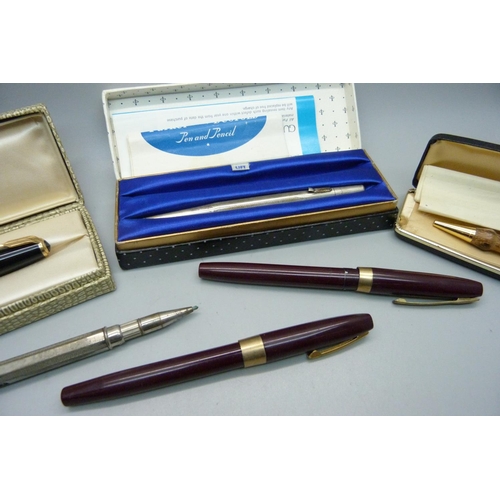 951 - Sheaffer, Parker and other pens, one Sheaffer with 14k gold nib