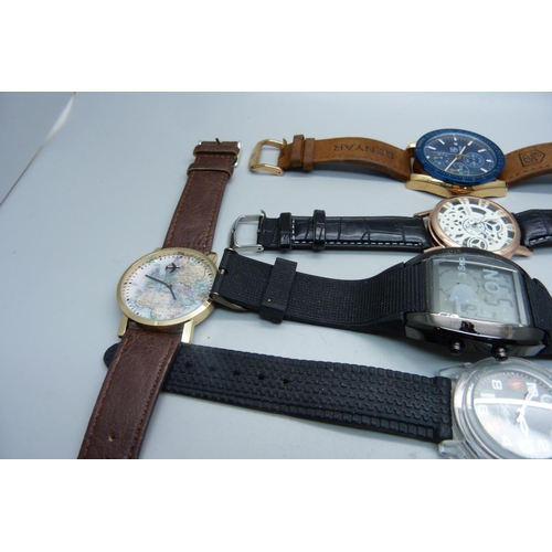 956 - Seven gentleman's fashion wristwatches