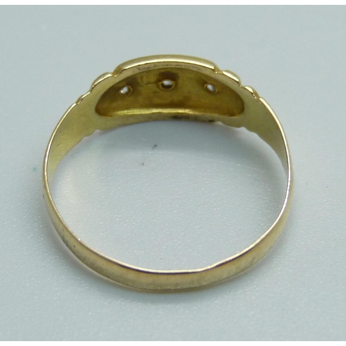 972 - A late Victorian 18ct gold and diamond ring, Chester 1899, 1.6g, O