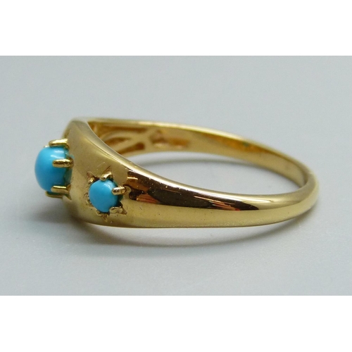 975 - A silver gilt and turquoise ring, U