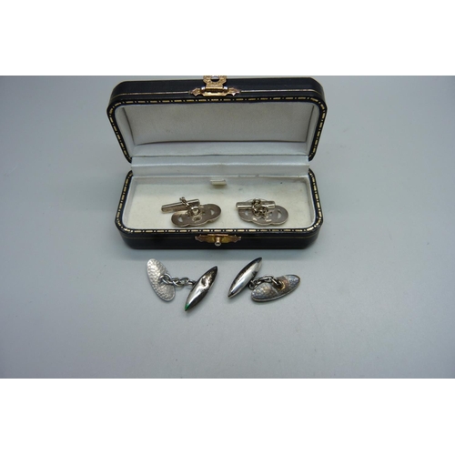 999 - A pair of Charles Horner enamel cufflinks and one other pair of silver and enamel cufflinks