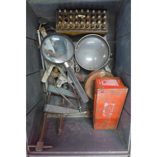 2007 - Three containers of tools and wooden box of punches