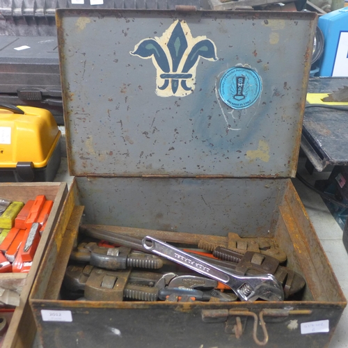 2012 - Qty of Stilson wrenches in metal box