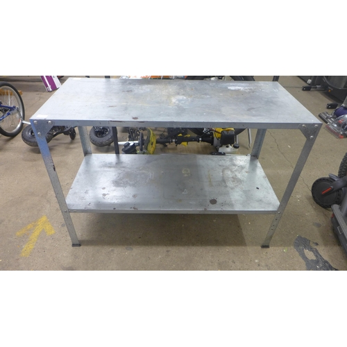 2079 - Metal 2-shelf work bench - L 115cm x D 51cm x H 80cm