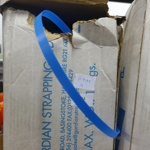 2084 - Two rolls of 12mm blue plastic strapping