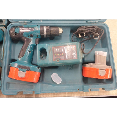 2130 - Makita drill, 2 batteries and charger 8391D, Makita drill, 2 batteries and charger 6228D