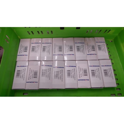 2200 - Sixteen packs of brad nails, 25mm (qty. 5,000 each box)