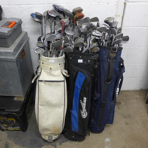 2325 - Seven bags of various golf irons, drivers and putters