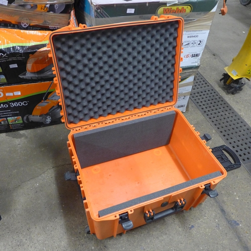 2361 - Large plastic storage case on wheels