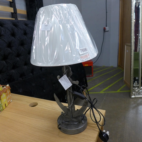 1406 - An anchor side lamp with cream shade, H 56cms (790021)   #