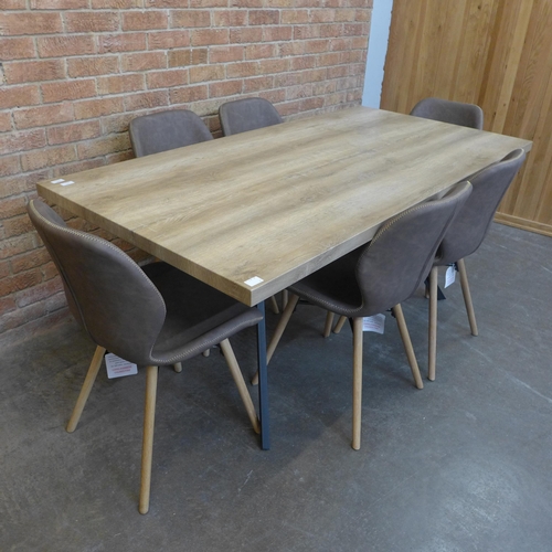 1412 - A Kamala 1.8m fixed top dining table with a set of six Durama light brown dining chairs (H=76cm x W=... 