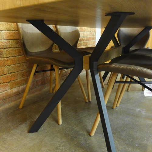 1412 - A Kamala 1.8m fixed top dining table with a set of six Durama light brown dining chairs (H=76cm x W=... 