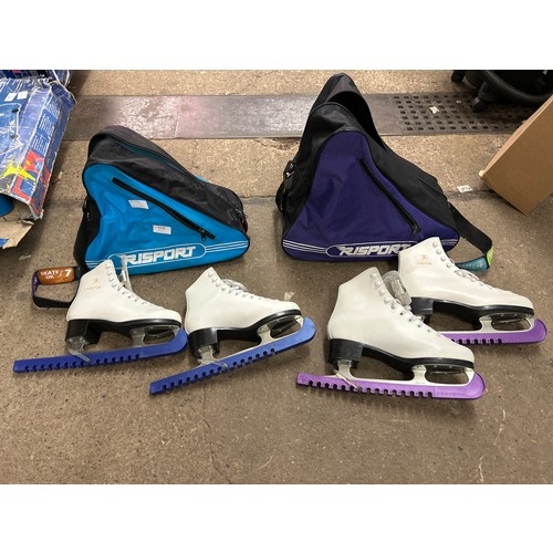 2058 - Two Pairs of Jofa figure skating ice skates, UK size 3 and 7