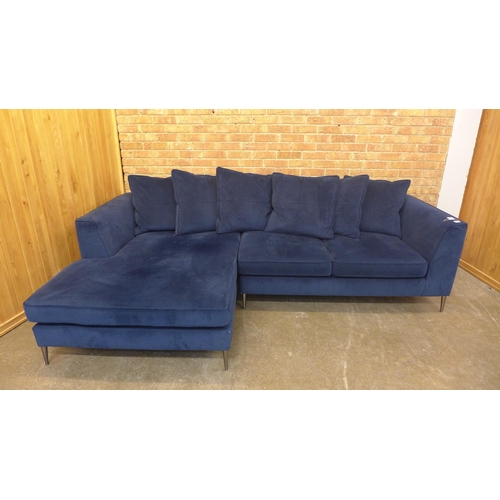 1452 - A midnight blue velvet LHF corner sofa (H=90cm x W=265 x D (Return)=164cm)