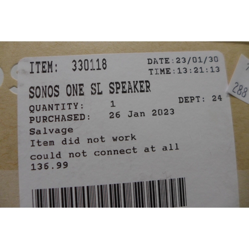 3073 - Sonos One SL Black Speaker, original RRP £136.99 + VAT  (288-100) * This lot is subject to VAT