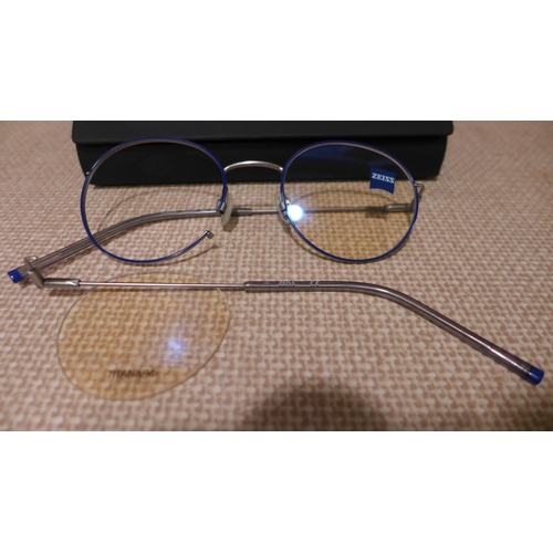 3076 - Zeiss Blue Metal 49X20 Glasses (Damaged Frame) (model:- 22101 401 F/F) (286-47) * This lot is subjec... 