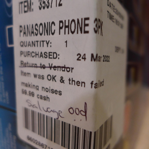 3102 - Panasonic Phone System (model:- KX-TGH723EB)  (289-19) * This lot is subject to VAT