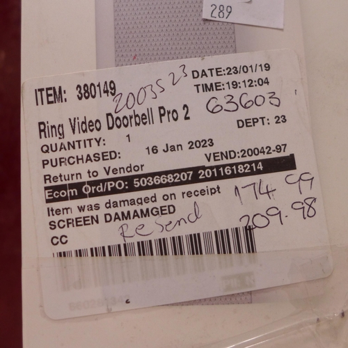 3107 - Ring Doorbell Pro 2 & Chime Pro 2, original RRP £189.91 + VAT (289-116) * This lot is subject to VAT