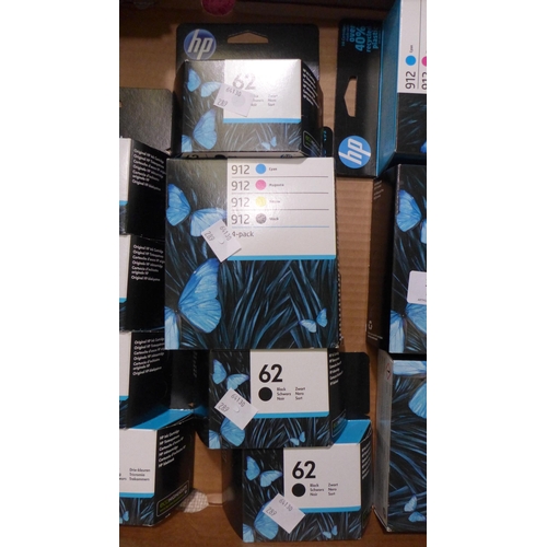 3111 - 6 x HP 912 Ink Cartridges (BK/M/C/Y), Three HP 305 Tri Colour High Yield Ink Cartridges, Three HP 62... 